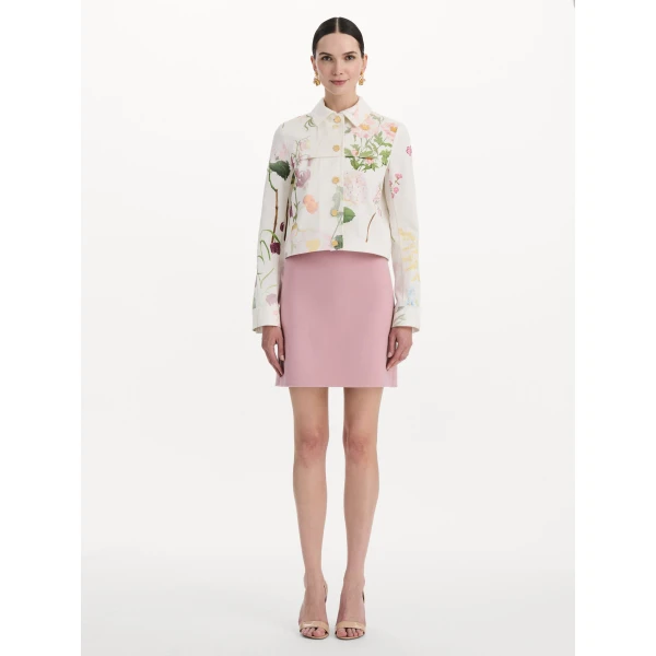 Oscar de la Renta Faded Mixed Botanical Denim Jacket, view 2