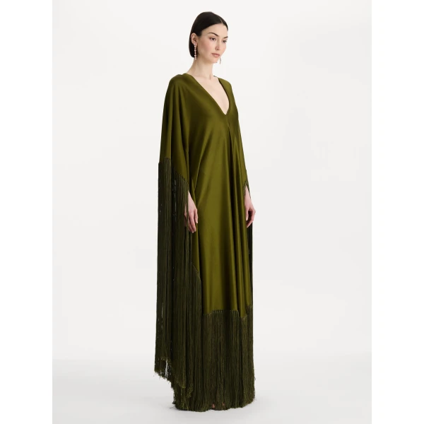 Oscar de la Renta Fringe Jersey Caftan, view 3