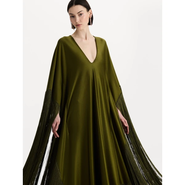 Oscar de la Renta Fringe Jersey Caftan, view 4
