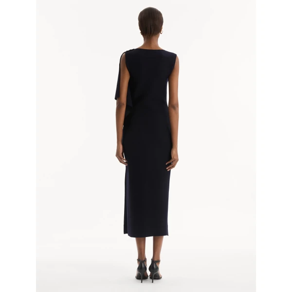 Oscar de la Renta Hibiscus Brooch Knit Dress, view 2