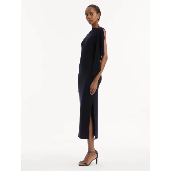 Oscar de la Renta Hibiscus Brooch Knit Dress, view 3