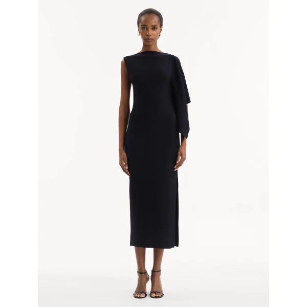 Oscar de la Renta Hibiscus Brooch Knit Dress, view 5