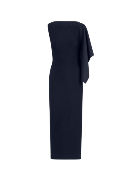 Oscar de la Renta Hibiscus Brooch Knit Dress - Dresses - American Luxury Evening Wear at Luxury Shoes 