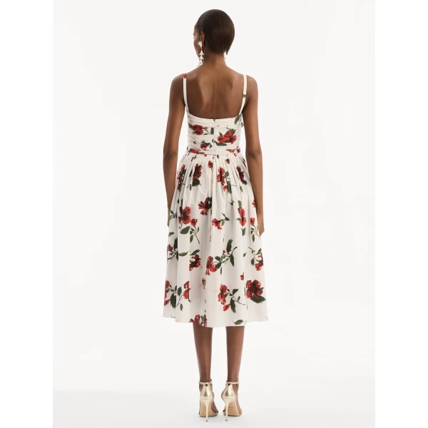 Oscar de la Renta Hibiscus Cotton Poplin Dress, view 2