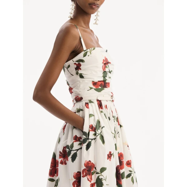 Oscar de la Renta Hibiscus Cotton Poplin Dress, view 4