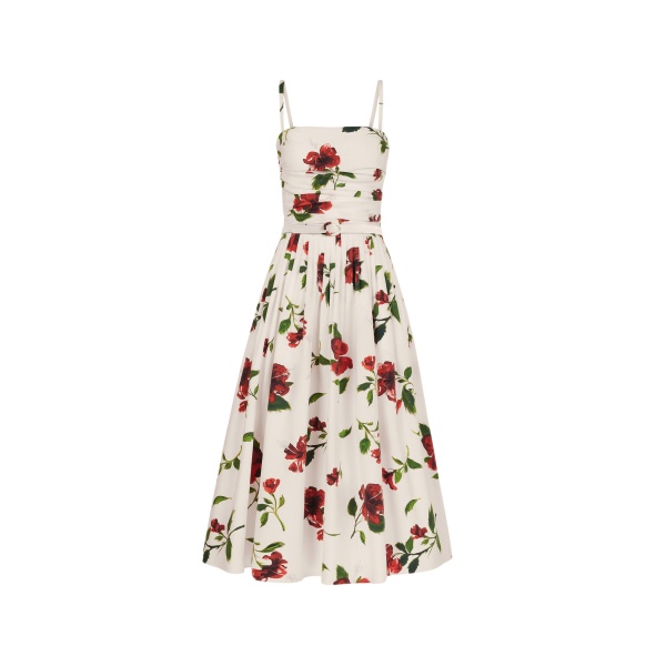 Oscar de la Renta Hibiscus Cotton Poplin Dress - Dresses - American Luxury Evening Wear at Luxury Shoes 