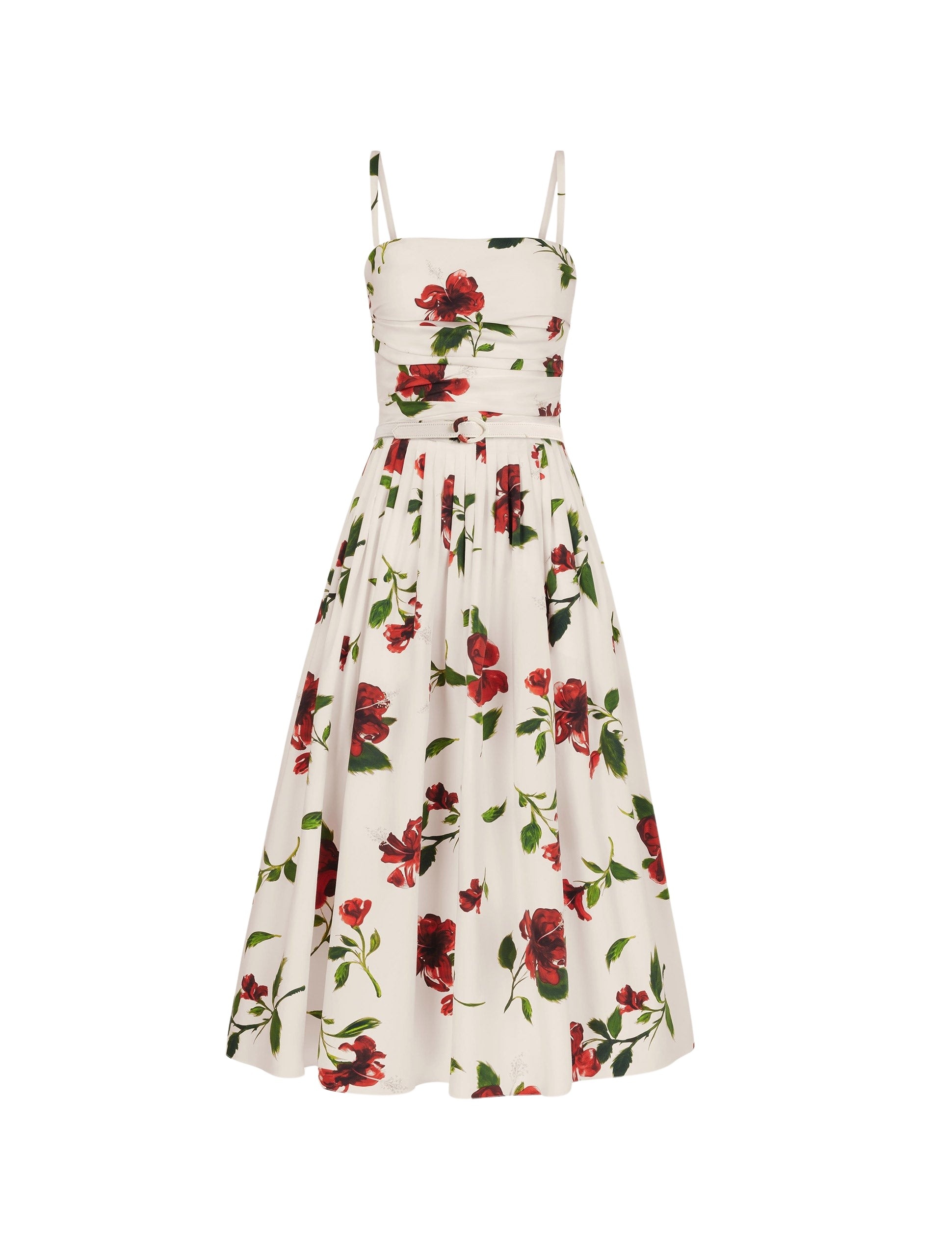 Oscar de la Renta Hibiscus Cotton Poplin Dress