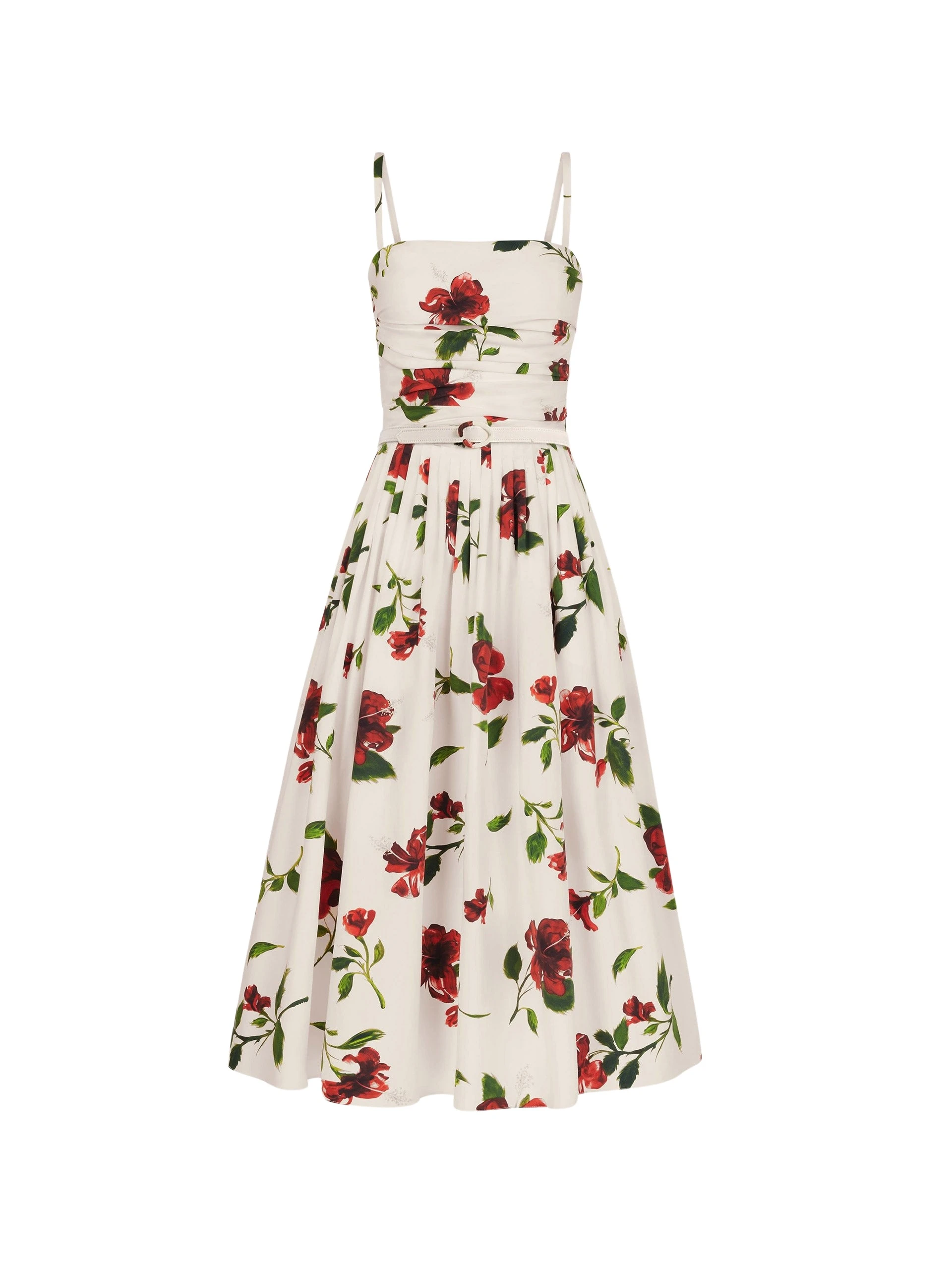 Oscar de la Renta Hibiscus Cotton Poplin Dress