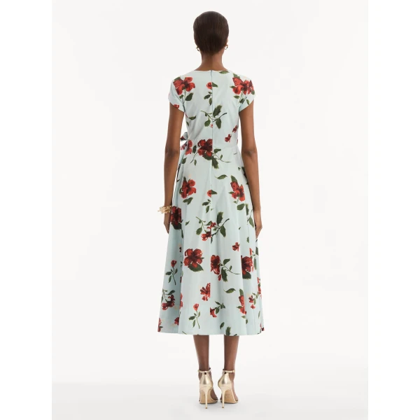 Oscar de la Renta Hibiscus Cotton Poplin Wrap Dress, view 2