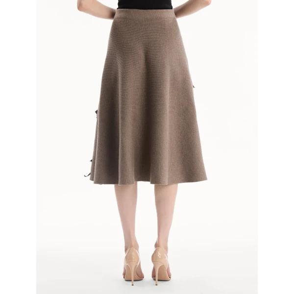 Oscar de la Renta Hibiscus Embroidered Knit Skirt, view 3