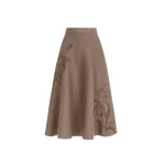 Oscar de la Renta Hibiscus Embroidered Knit Skirt