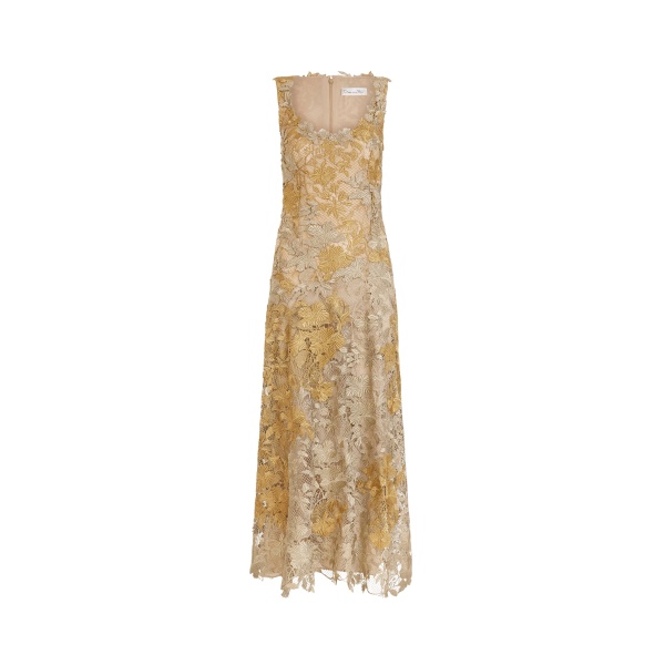 Oscar de la Renta Hibiscus Metallic Guipure Cocktail Dress - Dresses - American Luxury Evening Wear at Luxury Shoes 