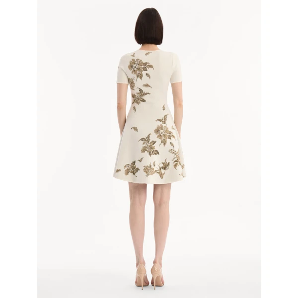 Oscar de la Renta Hibiscus Metallic Jacquard Dress, view 2