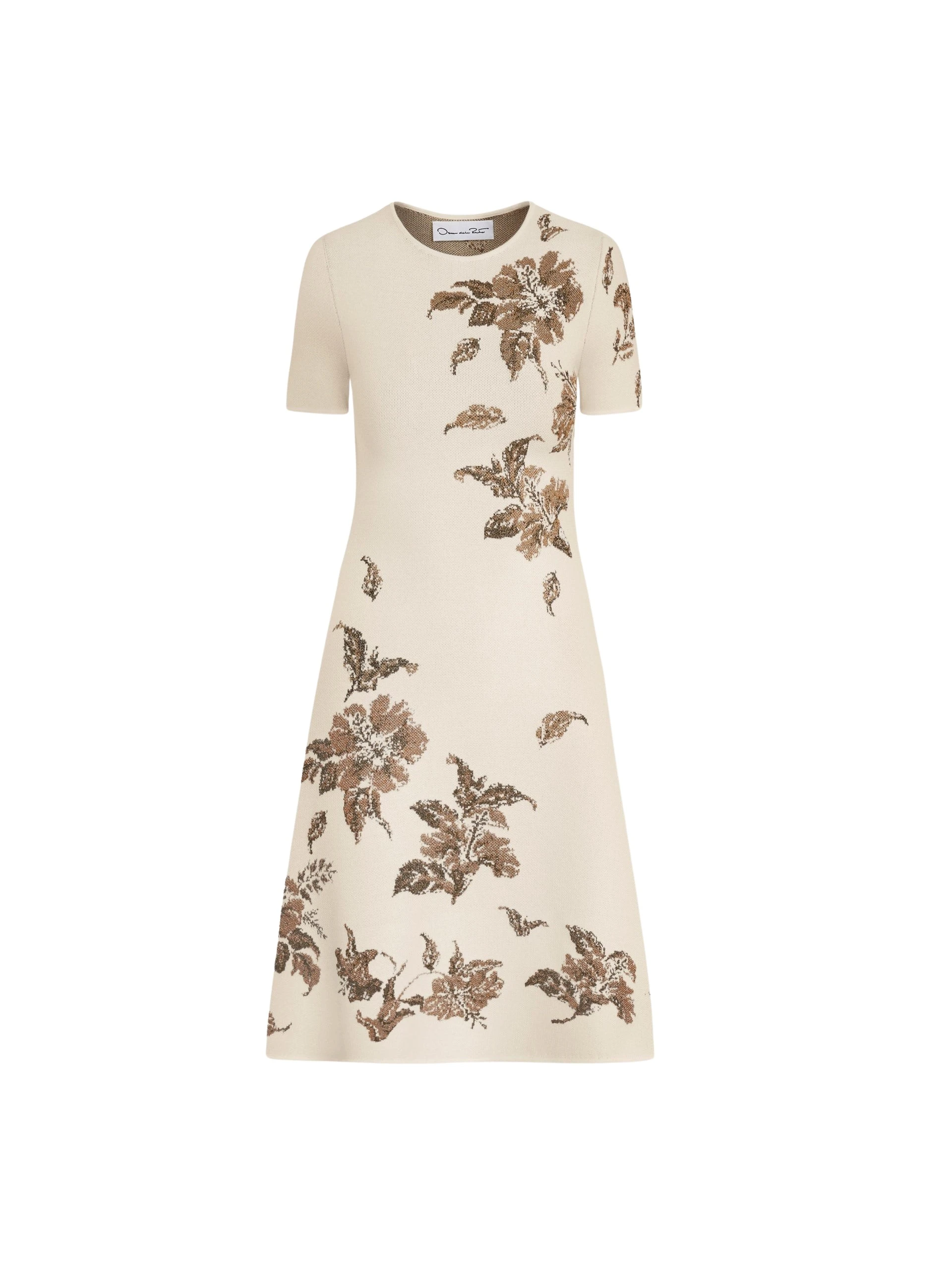 Oscar de la Renta Hibiscus Metallic Jacquard Dress