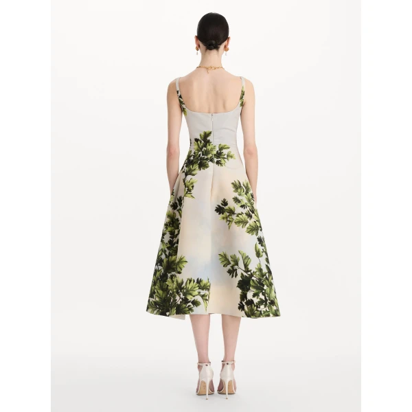 Oscar de la Renta Maple Leaves Faille Dress, view 2