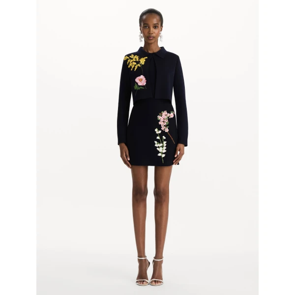 Oscar de la Renta Mixed Botanical Cropped Jacket, view 2