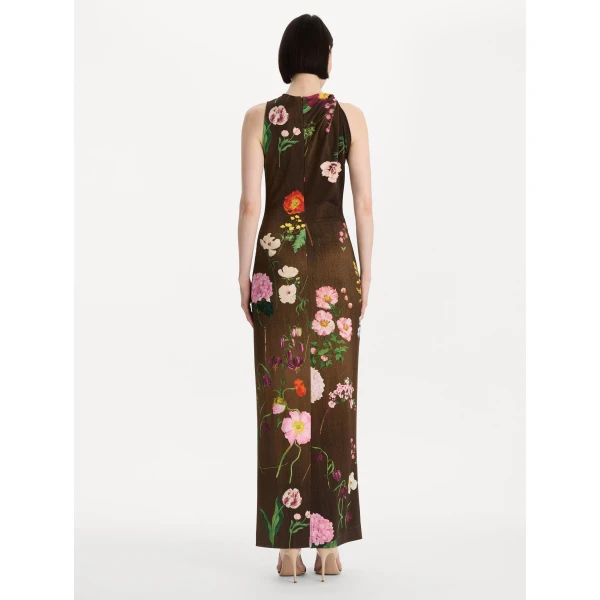 Oscar de la Renta Mixed Botanical Milano Jersey Dress, view 2