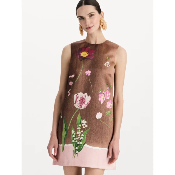 Oscar de la Renta Mixed Botanical Shift Dress, view 4