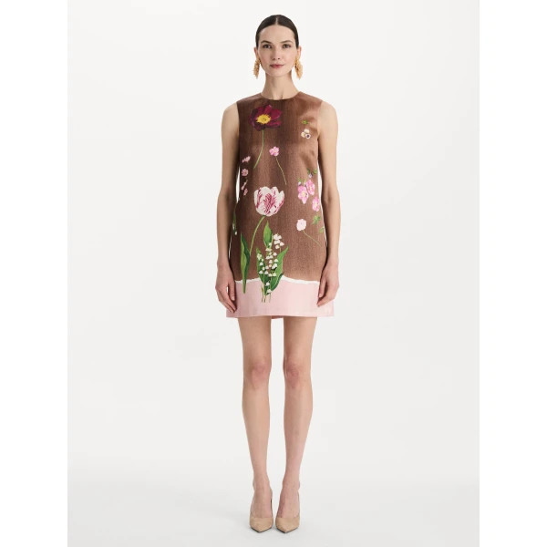 Oscar de la Renta Mixed Botanical Shift Dress, view 5