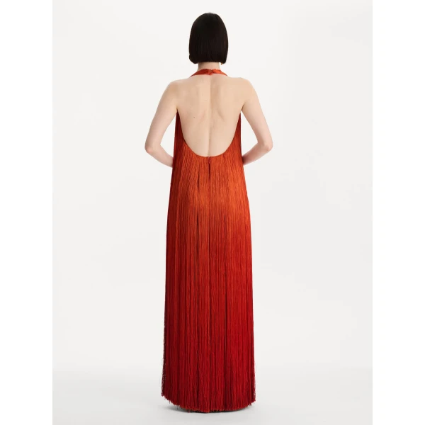 Oscar de la Renta Ombré Fringe Gown, view 2