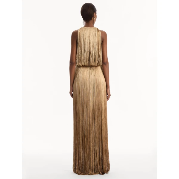 Oscar de la Renta Ombré Fringe Sleeveless Gown, view 2