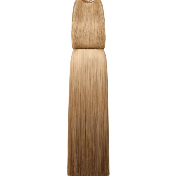 Oscar de la Renta Ombré Fringe Sleeveless Gown