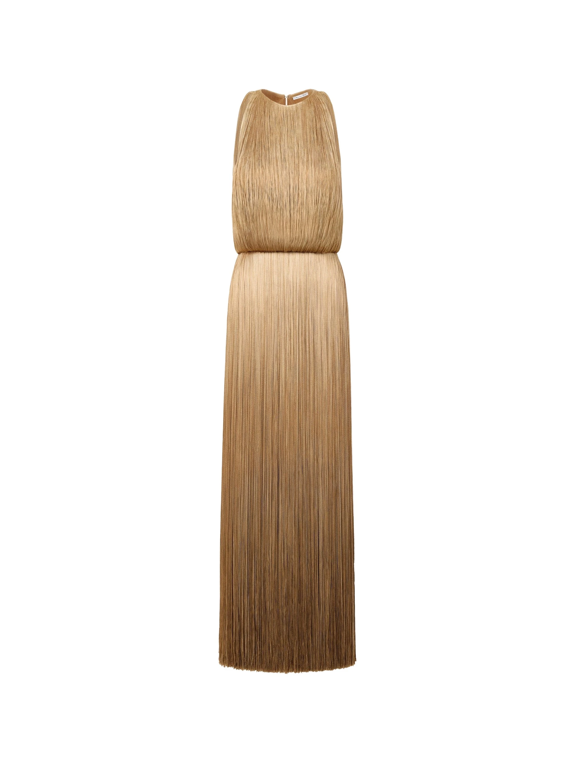 Oscar de la Renta Ombré Fringe Sleeveless Gown