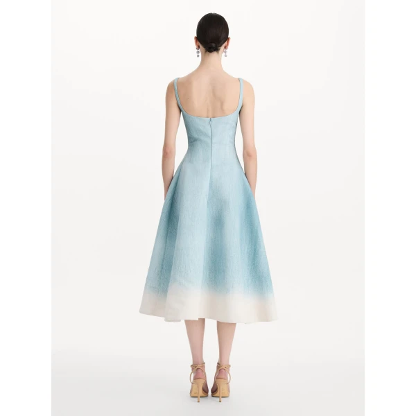 Oscar de la Renta Ombré Peony Faille Dress, view 2