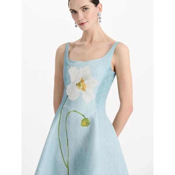 Oscar de la Renta Ombré Peony Faille Dress, view 4