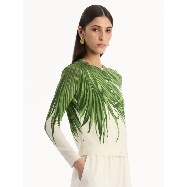 Oscar de la Renta Palm Leaves Cardigan, view 3