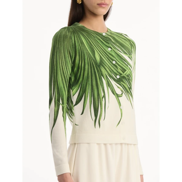 Oscar de la Renta Palm Leaves Cardigan, view 4