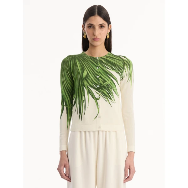 Oscar de la Renta Palm Leaves Cardigan, view 5