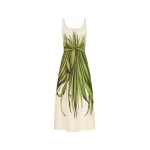 Oscar de la Renta Palm Leaves Cotton Poplin Dress