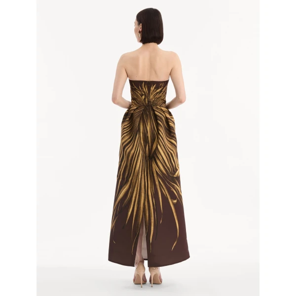 Oscar de la Renta Palm Leaves Faille Gown, view 2