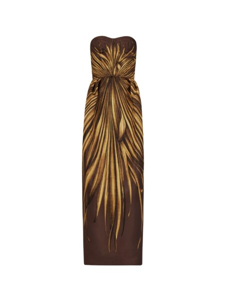 Oscar de la Renta Palm Leaves Faille Gown - Dresses - American Luxury Evening Wear at Luxury Shoes 