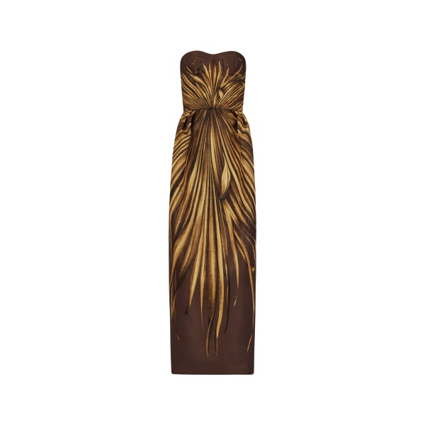 Oscar de la Renta Palm Leaves Faille Gown - Dresses - American Luxury Evening Wear at Luxury Shoes 