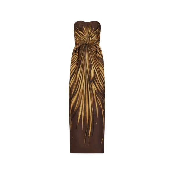 Oscar de la Renta Palm Leaves Faille Gown