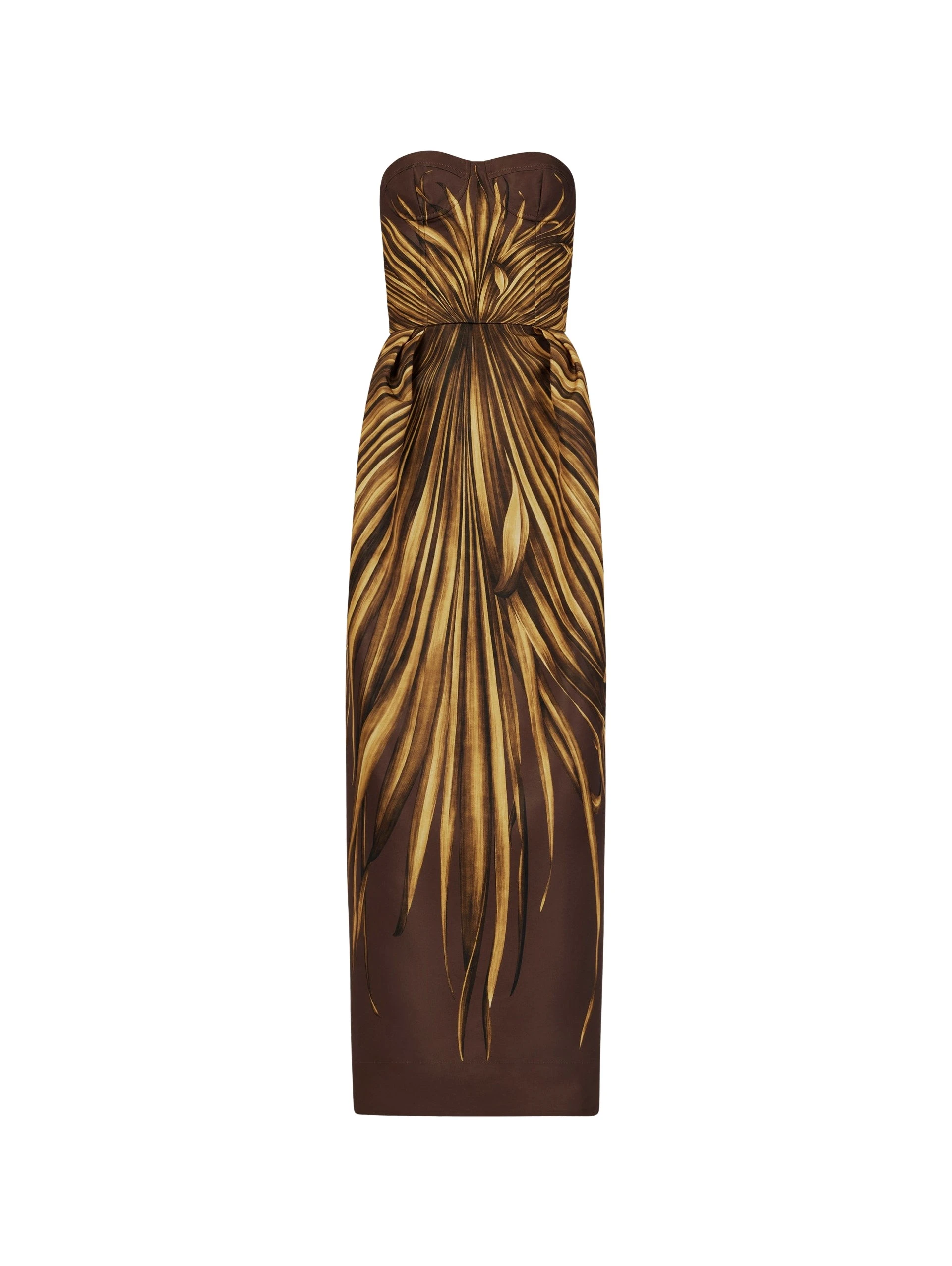 Oscar de la Renta Palm Leaves Faille Gown