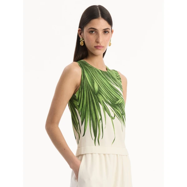 Oscar de la Renta Palm Leaves Tank Top, view 4