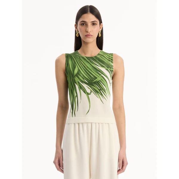 Oscar de la Renta Palm Leaves Tank Top, view 5