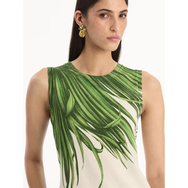 Oscar de la Renta Palm Leaves Tank Top, view 6