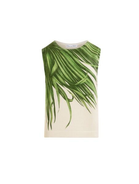 Oscar de la Renta Palm Leaves Tank - Tops - American Luxury Evening Wear at Luxury Shoes 