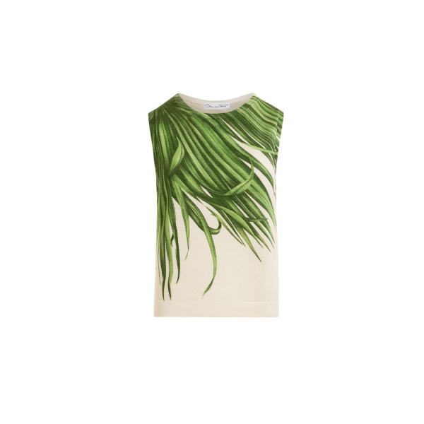 Oscar de la Renta Palm Leaves Tank - Tops - American Luxury Evening Wear at Luxury Shoes 