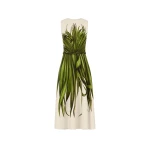 Oscar de la Renta Palm Leaves Wool-Blend Dress