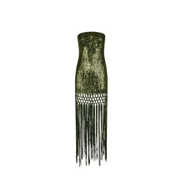 Oscar de la Renta Sequin Fringe Gown - Dresses - American Luxury Evening Wear at Luxury Shoes 
