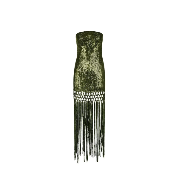 Oscar de la Renta Sequin Fringe Gown