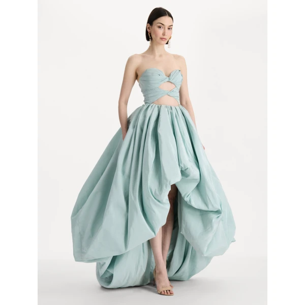 Oscar de la Renta Silk Faille High-Low Gown, view 3