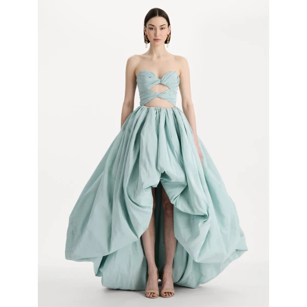 Oscar de la Renta Silk Faille High-Low Gown, view 5