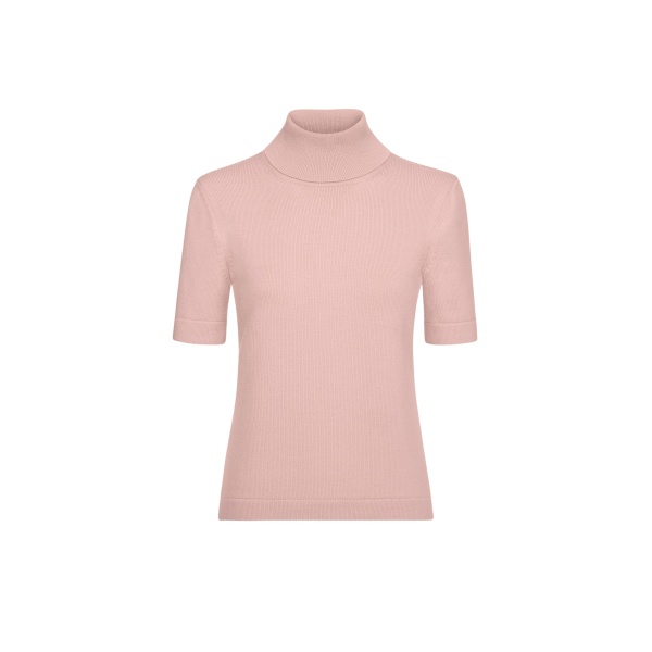 Oscar de la Renta Turtleneck Wool Short-Sleeve Pullover Knit