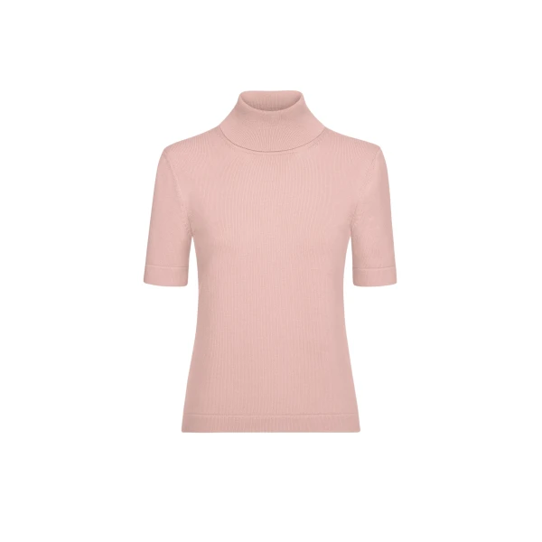 Oscar de la Renta Turtleneck Wool Short-Sleeve Pullover Knit